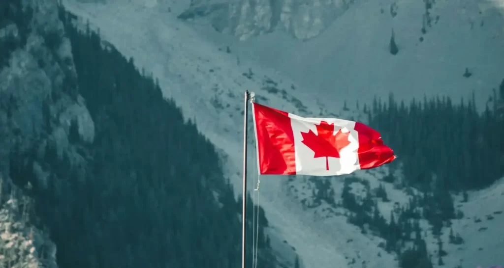 Canadian flag at the mountain