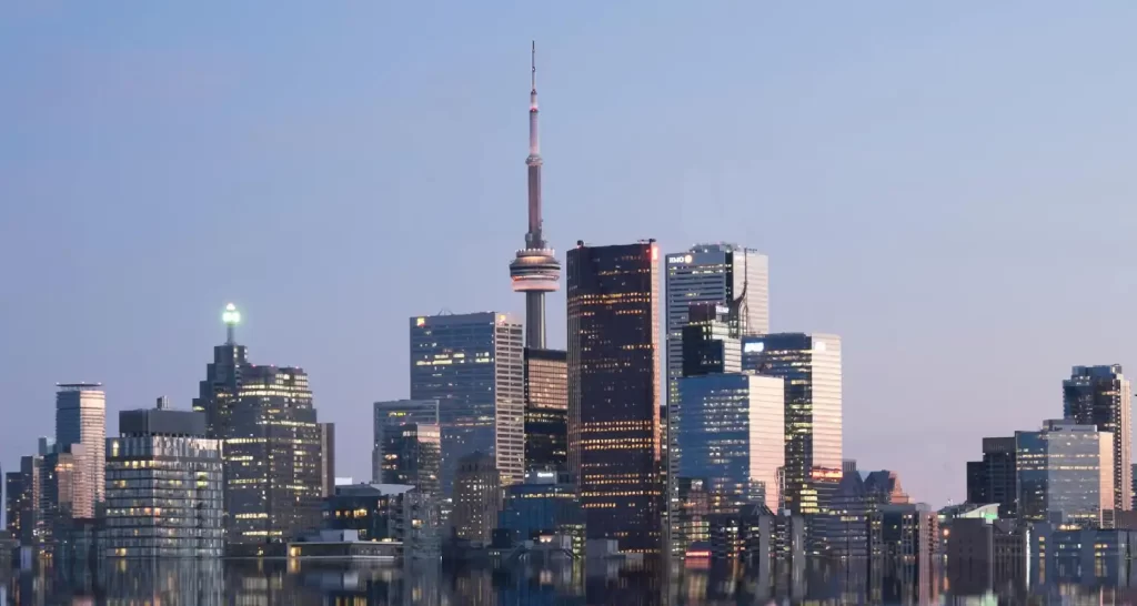 canada city skyline at evening