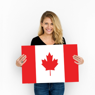 Woman hands hold canada flag patriotism