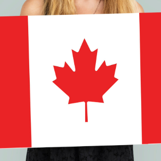 Woman hands hold canada flag patriotisms
